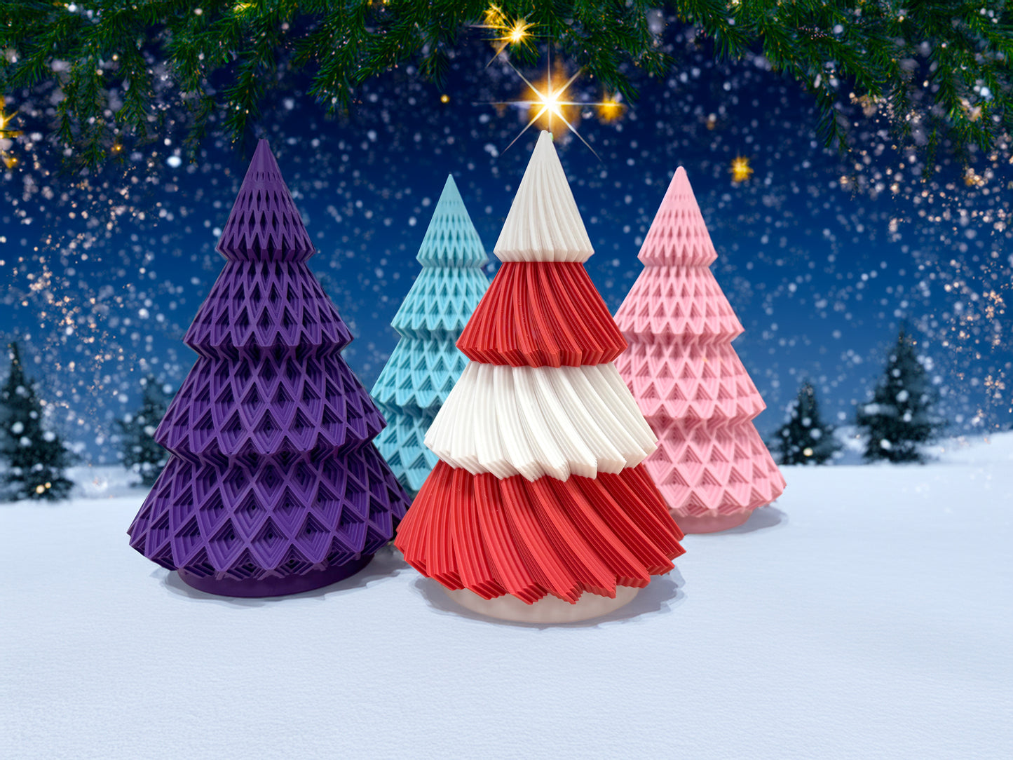 Festive Christmas Trees - Decorative Holiday 3D Printed